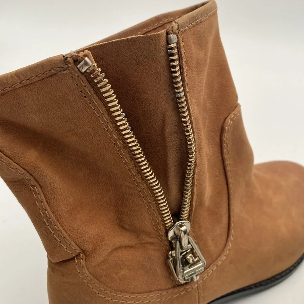 Antonio Melani Brown Ankle riding Boots Women 7.5 leather Side Zipper casual Y2K